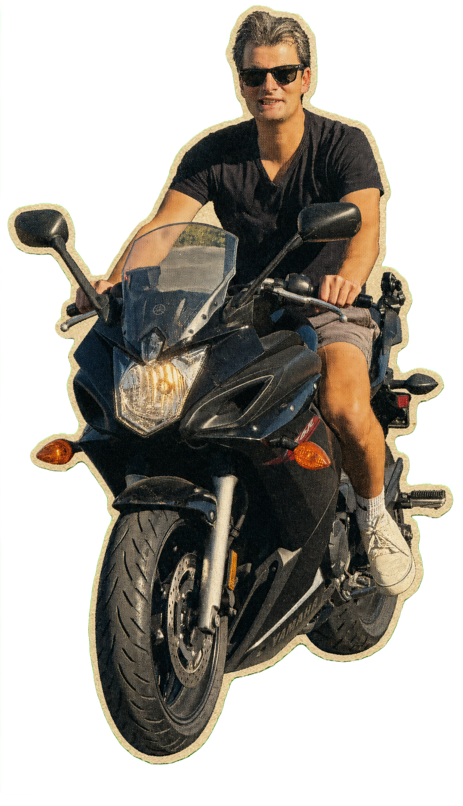 Captain Ilya TS riding his motorcycle
